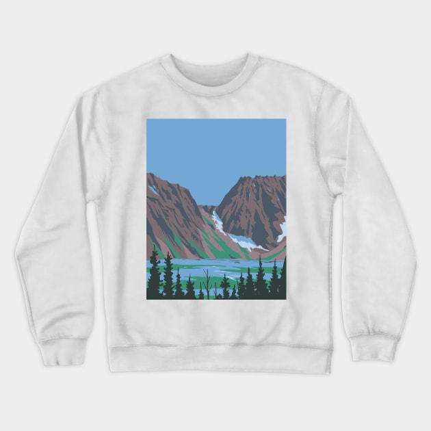 Aasgard Pass or Colchuck Pass in Alpine Lakes Wilderness Area Washington State WPA Poster Art Crewneck Sweatshirt by retrovectors